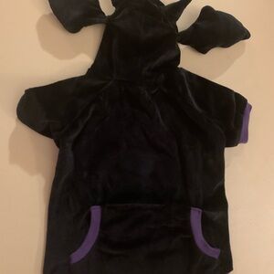 Black and Purple Hooded Dog Bat Costume with Wings and Fangs